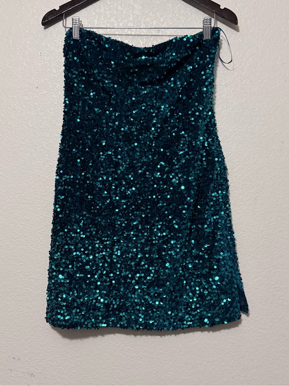 bp Teal Sequin Strapless Mini Dress 0252